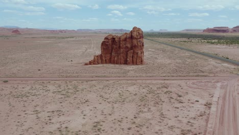 standing rock formation cliff in rock point, navajo reservation, arizona - aerial