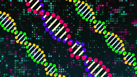 animation von dna-strängen auf schwarzem hintergrund