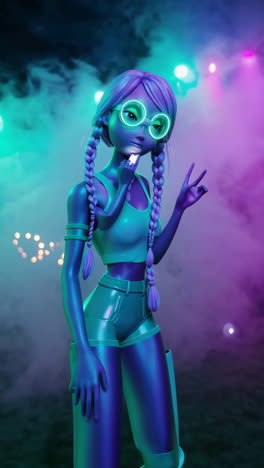 stylish anime girl in neon light