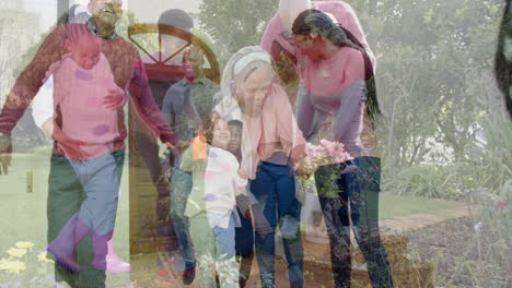 Portrait-of-african-american-son-with-family-at-thanksgiving-dinner-table,-slow-motion