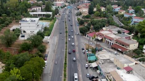 Vista-Aérea-Del-Tráfico-De-Corfú-En-Verano