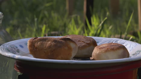 fried pies on a plate outdoors