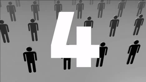 number 5 animation over group of black and gray stick figures