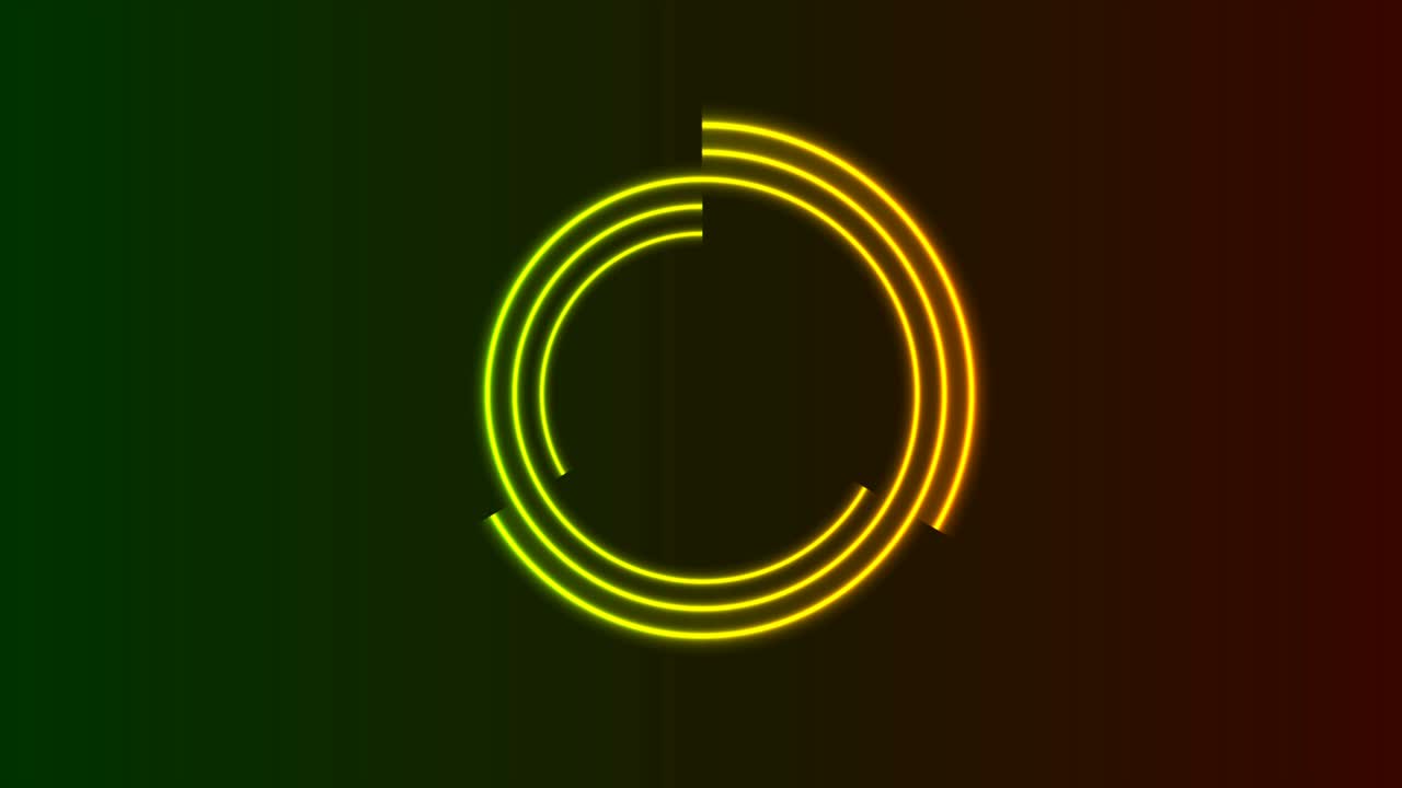 verde amarillo neón cargando círculos de espera animación de video