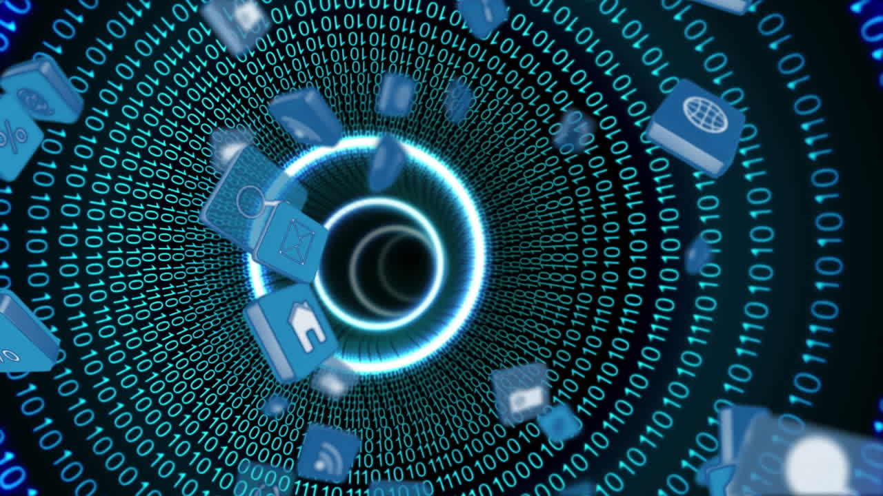icone internet che cadono in un tunnel