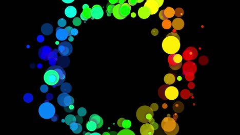 4k bucle fondo abstracto sin costuras con hermosas bolas multicolores en estilo plano 2d se mueven suavemente como burbujas de pintura en aceite. luma mate como canal alfa. estructura circular con espacio de copia