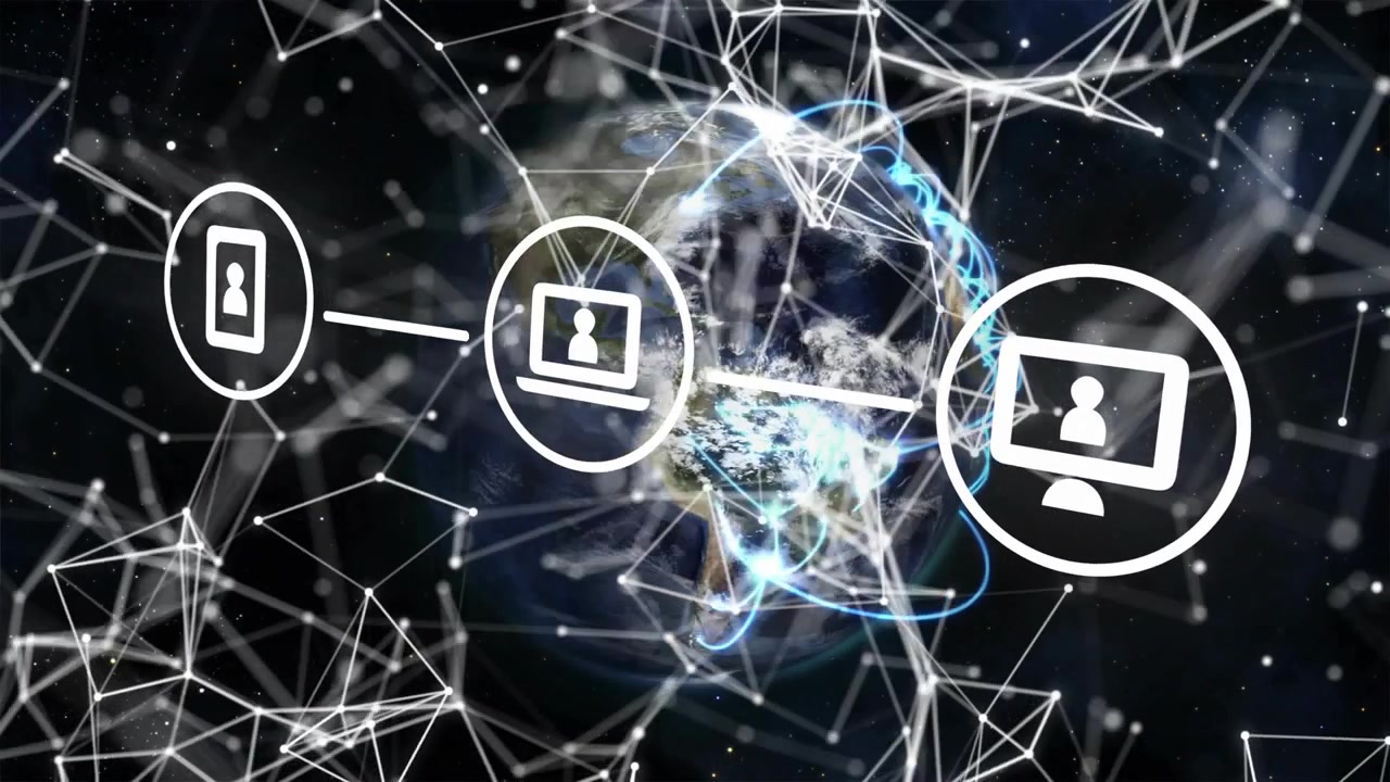 Digitale netværksforbindelsesikoner over roterende jordklode