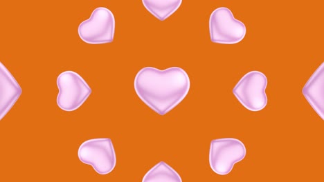 pink hearts pattern on orange background