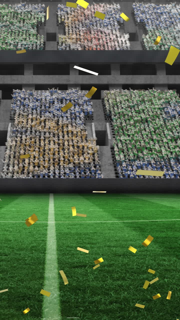 스포츠 경기장 위 에 떨어지는 금색 콘페티 의 애니메이션