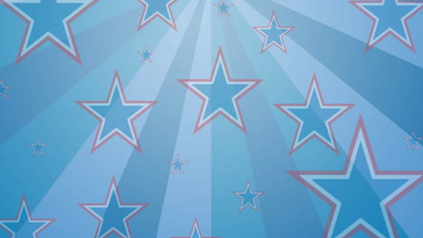 animation of blue white and red stars moving over blue background