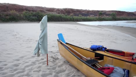 canoe portage on river banks in utah