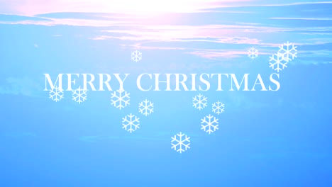merry christmas and snow by text effect and blue sky background