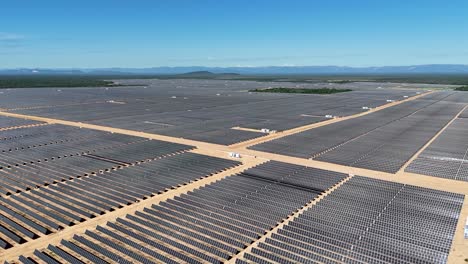 drone video of photovoltaic panels for capturing solar energy - ufv usina fotovoltaica sol do sertão, brazil