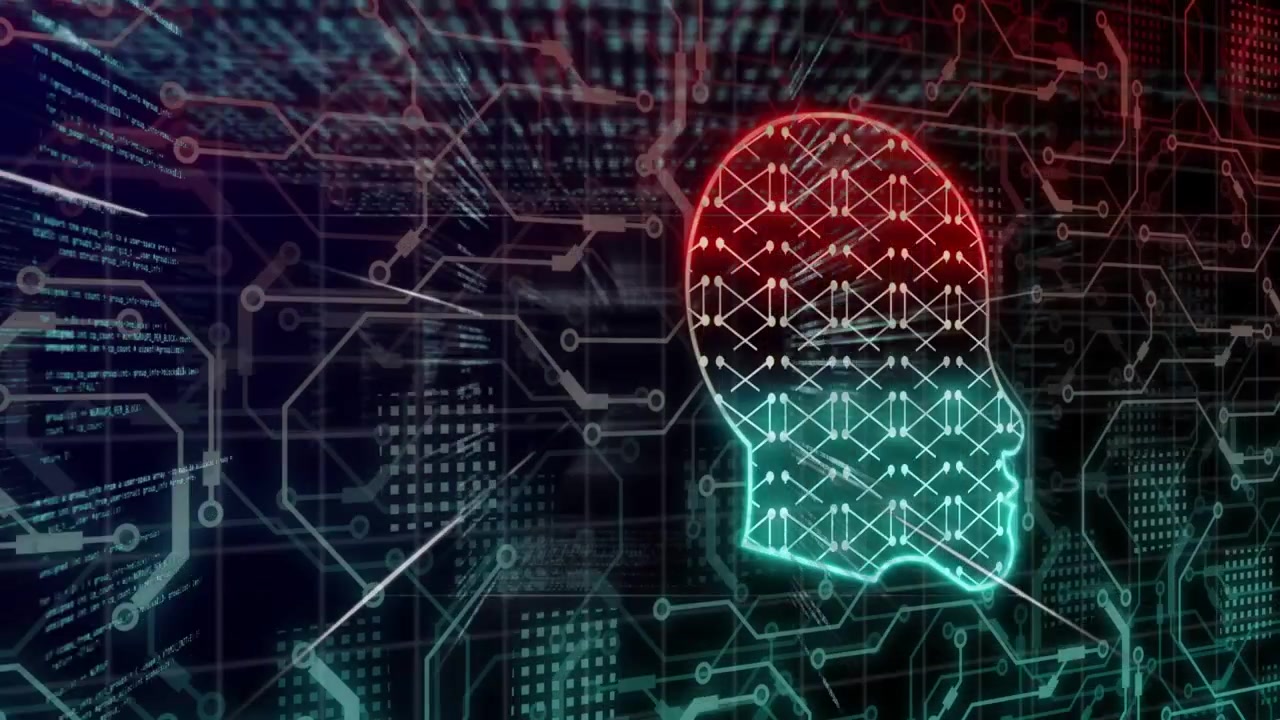 Animated AI Brain with Neural Network and Digital Data Flow