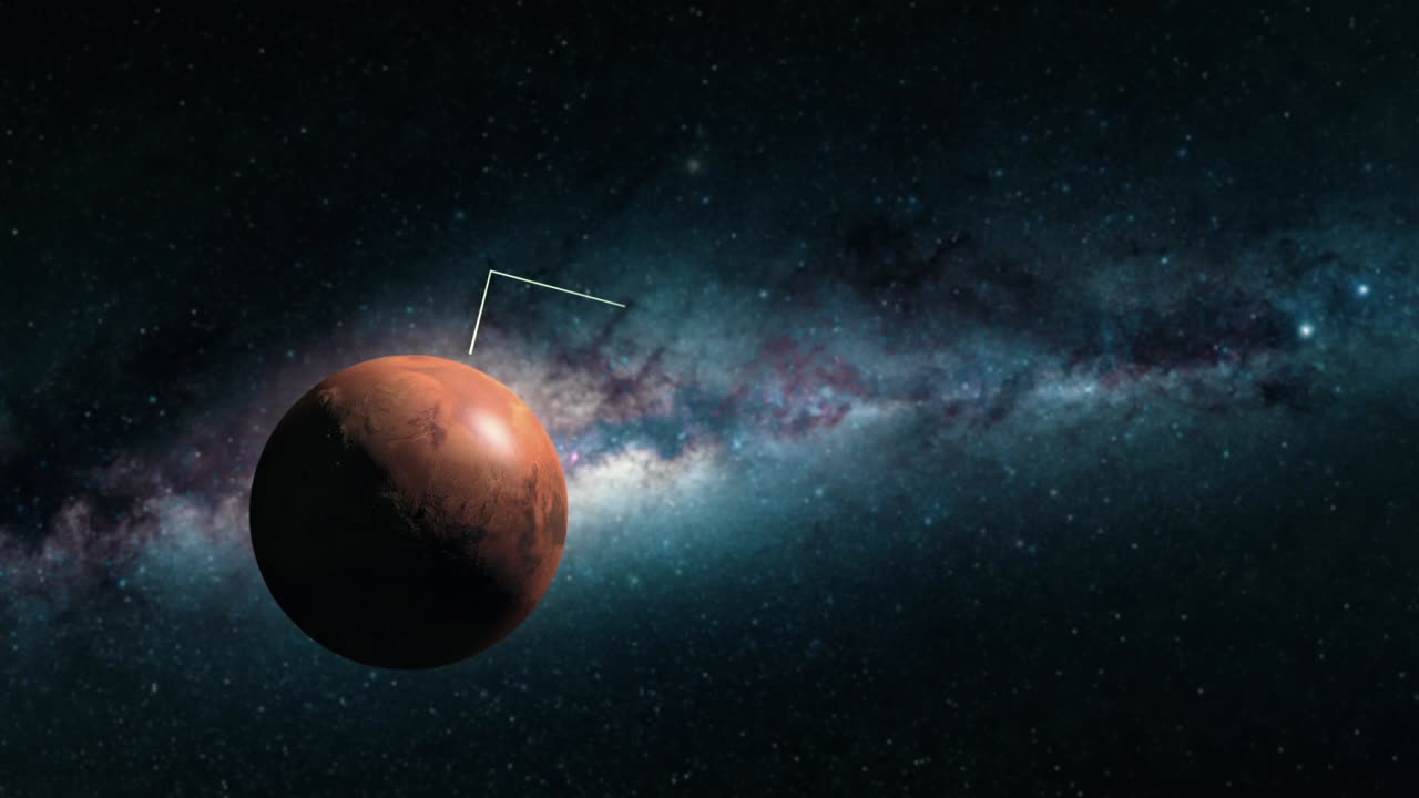 Educational Realistic Animation of Planet Mars Showing Planetary Information