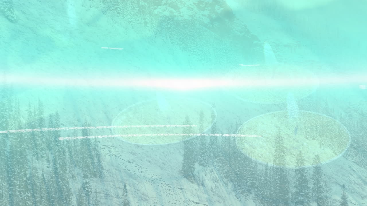 겨울 풍경의 공중 전망에 대한 빛의 반점과 데이터 처리