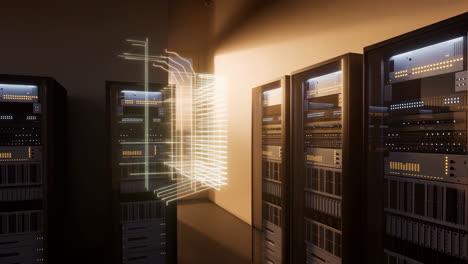 digital data flow in a modern server room