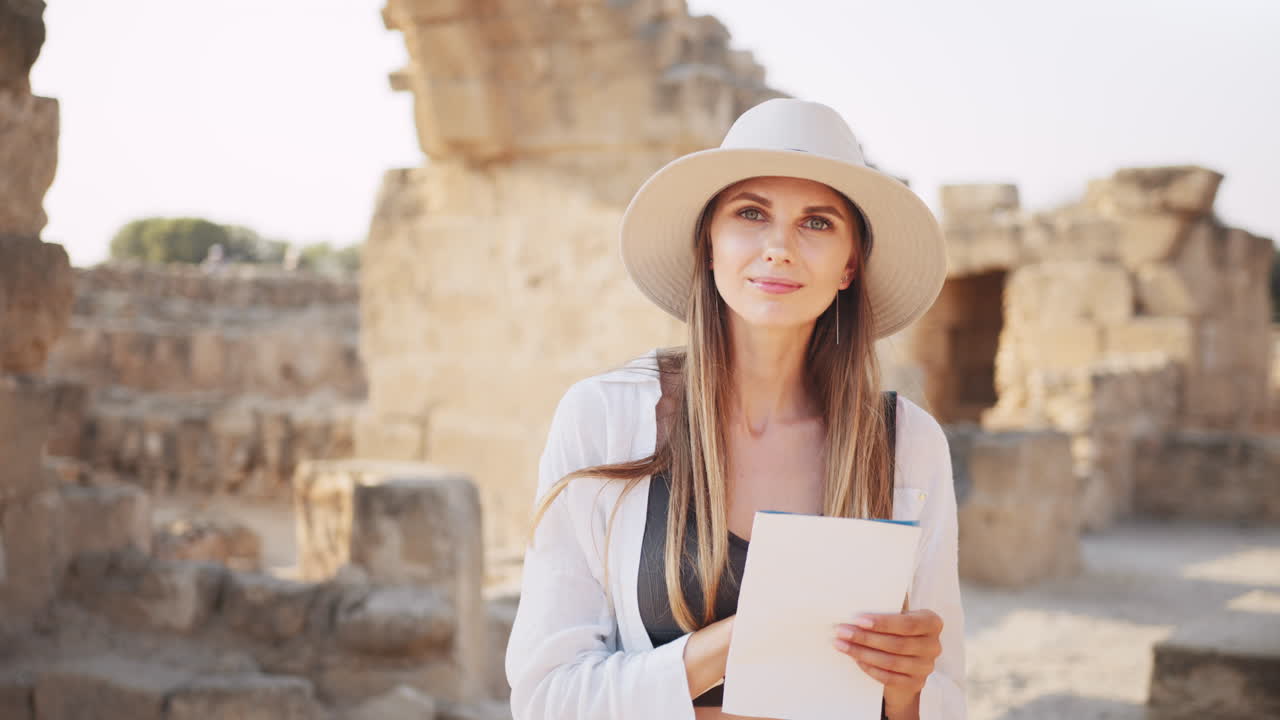 Woman Tourist at Ancient Ruins