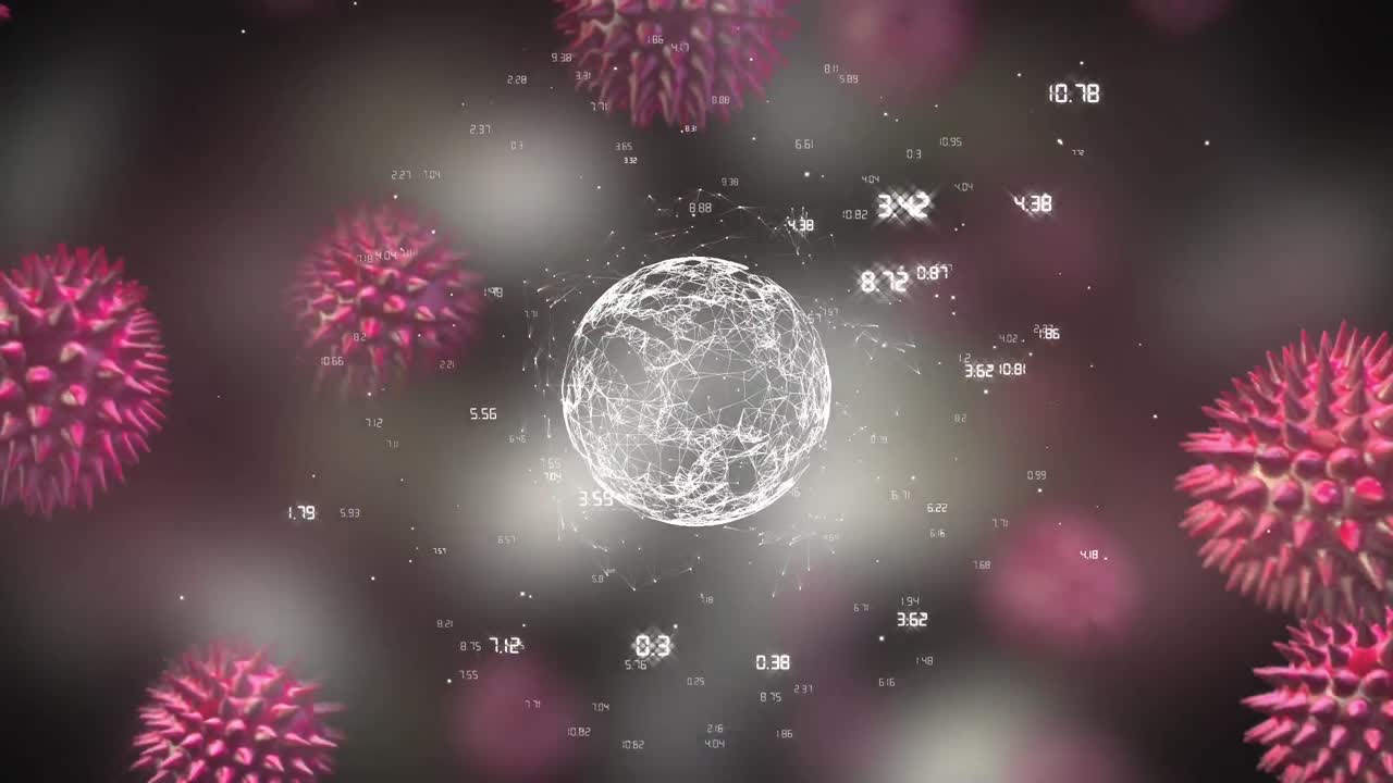 데이터 연결과 자유롭게 떨어지는 박테리아와 함께 회전하는 지구