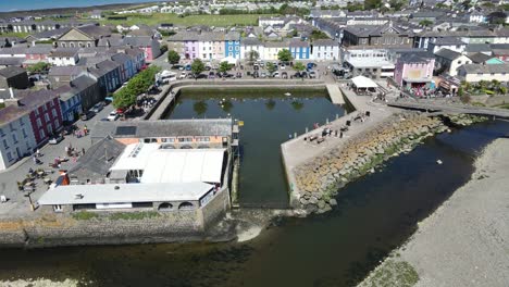 aberaeron wales seaside town and inner harbour aerial footage 4k