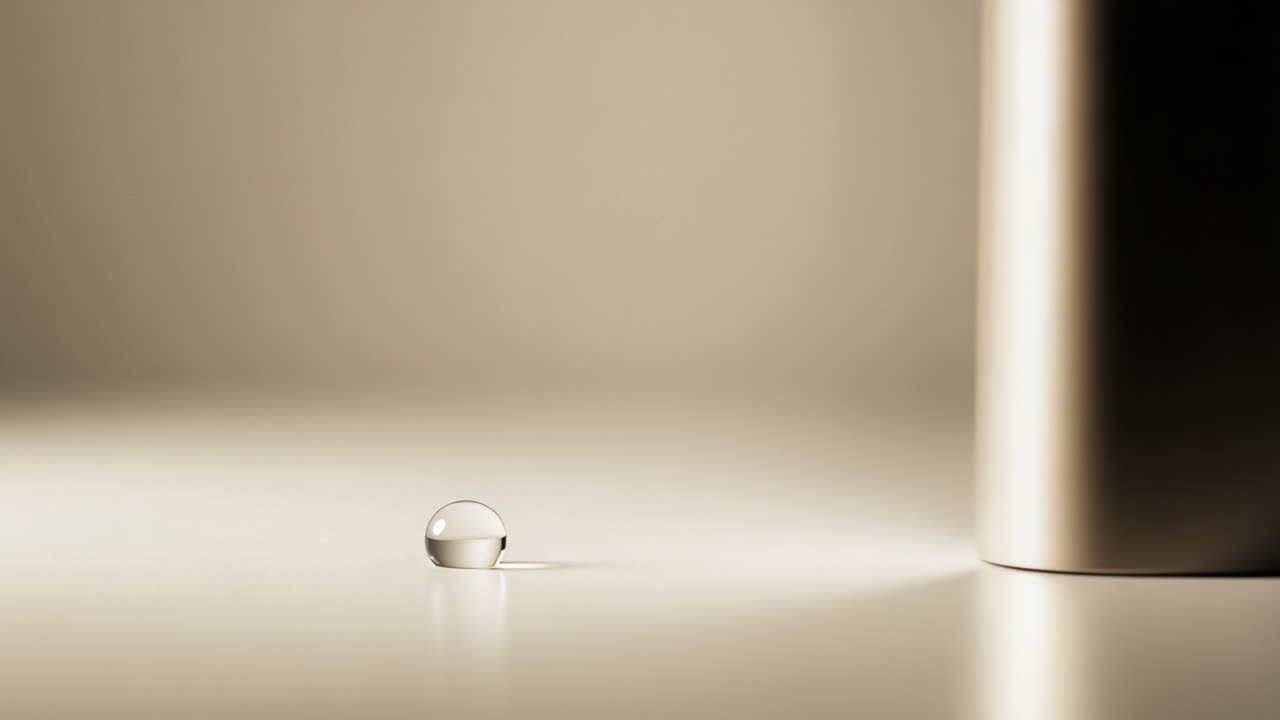 Exploring the Beauty of Water Drops: A Journey from a Single Sphere to the Graceful Curve at the Edge of a Surface in Minimalistic Light