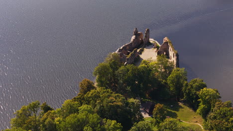 aerial view of ancient koknese castle ruins on the daugava river in central latvia.