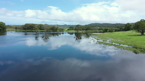 4k drone shot of a flood at byron bay, australia