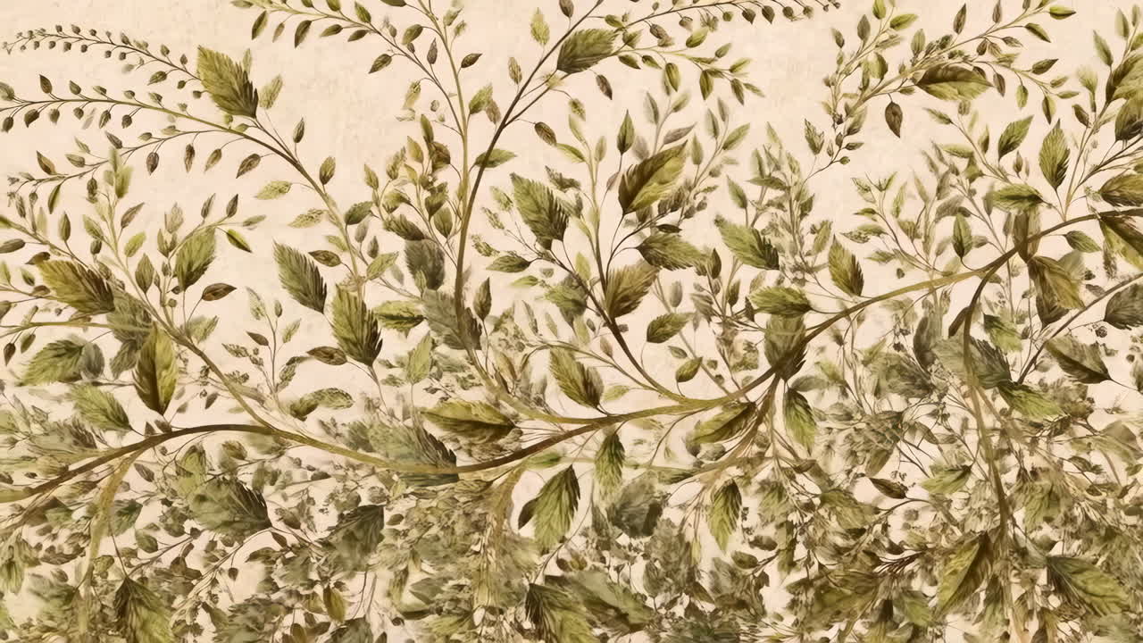 Botanical Green Leaf Pattern Background