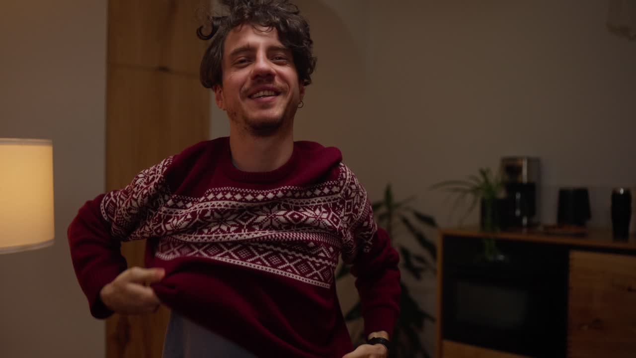 Man Wearing Christmas Sweater