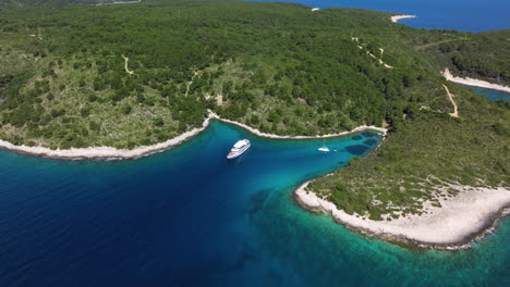 aerial view of luxury boat floating in pakleni islands, croatia
