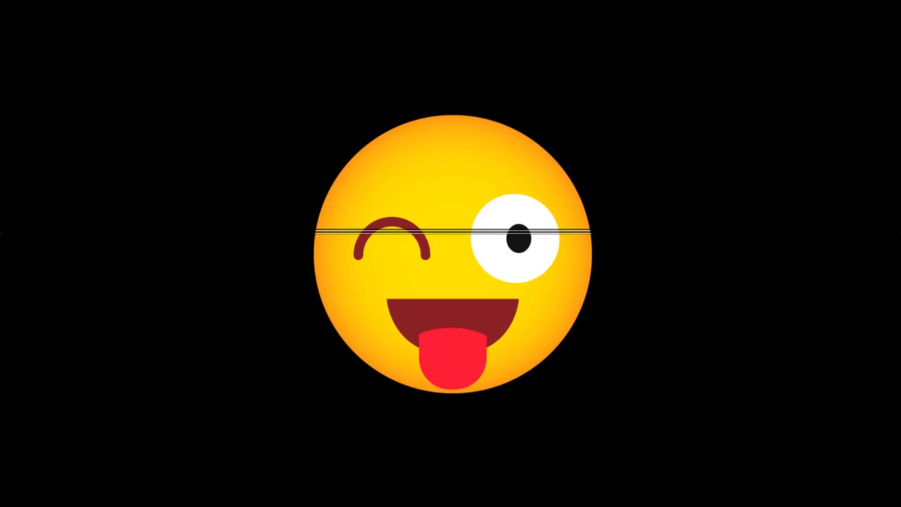 Smile hud holographic symbol on digital old tv screen seamless loop glitch animation. Hearts. Dynamic retro and joyful. Colorful and vintage video footage.