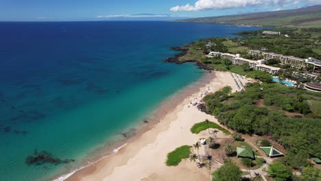 hapuna beach on big island hawaii - drone orbit on a sunny day