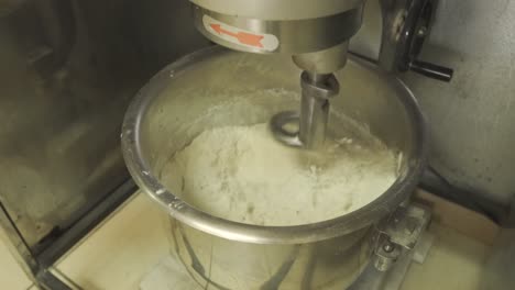 mid shot of pizza dough in mixer