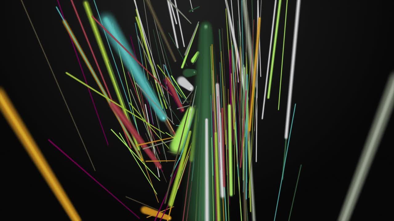 빛나는 줄무 물체와 함께 느린 동작의 미래 애니메이션, 4096x2304 루프 4k