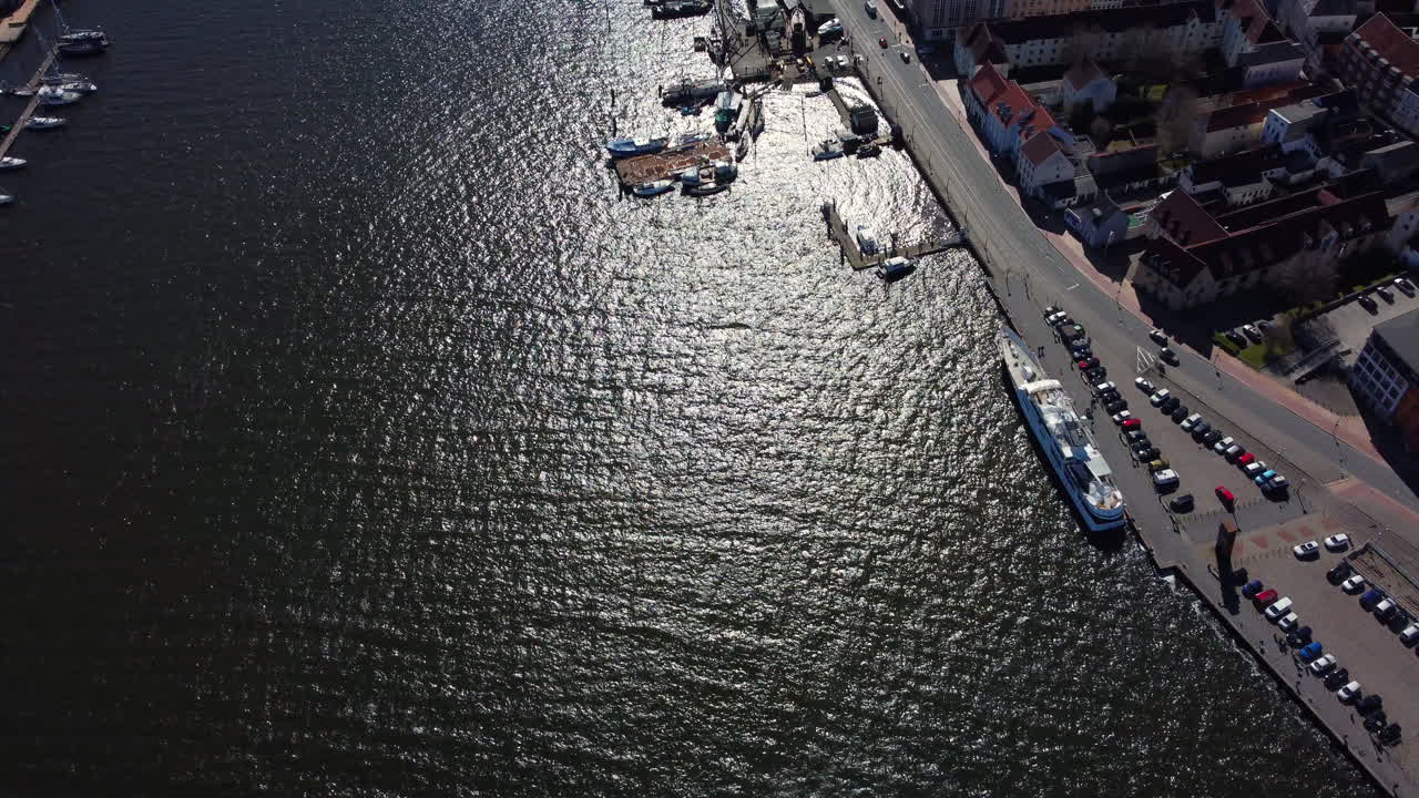Aerial View of a European Harbor City