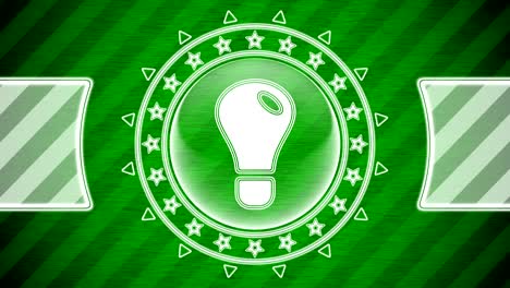 idea icon in circle shape and green striped background. illustration.