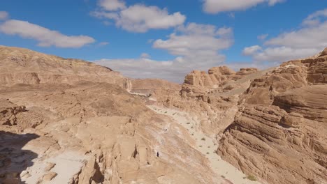 Stunning-weathered-desert-landscape-eroded-over-time,-Colored-Canyon,-Egypt