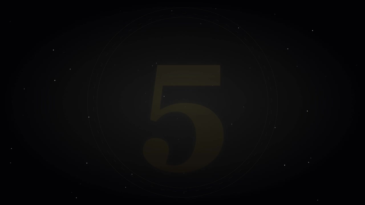 Golden Countdown Timer from Ten to One on Dark Background
