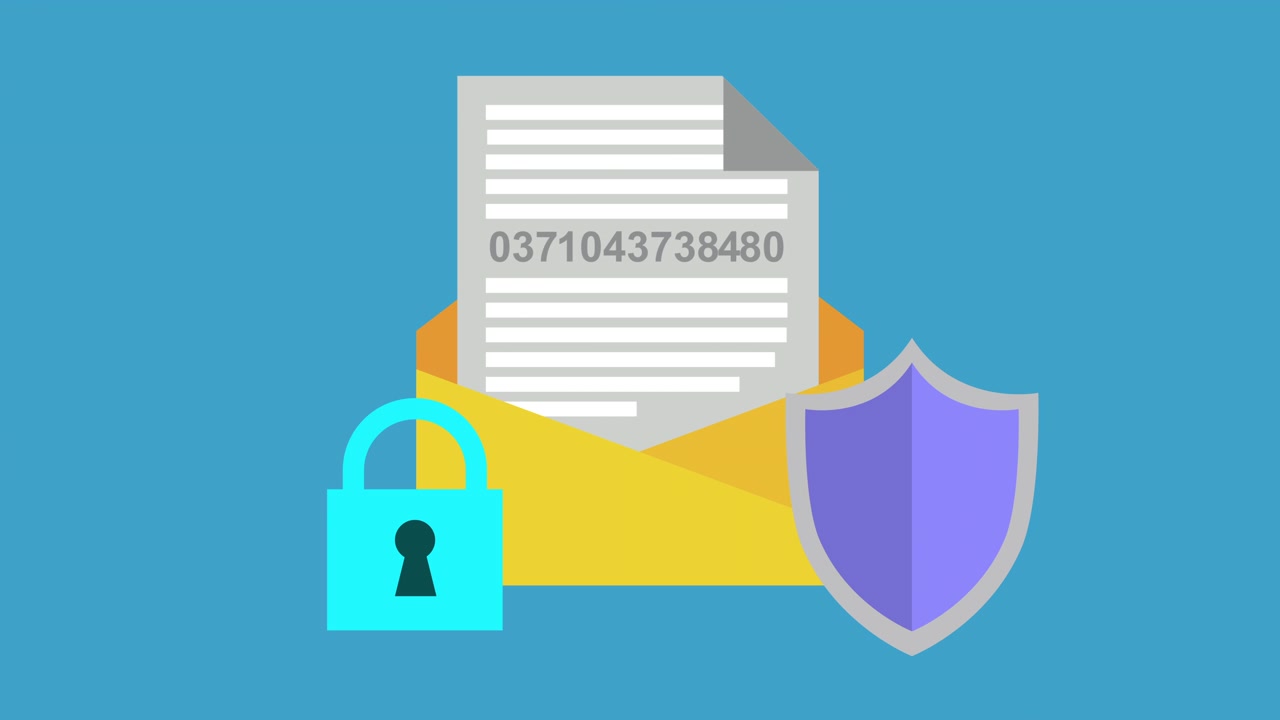 Animated Email Envelope with Secure Data and Shield Icon