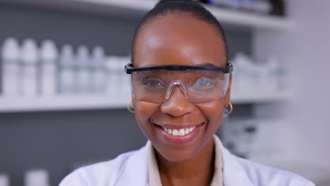 Face,-woman-and-scientist-laugh-with-glasses