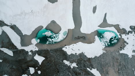 aerial view of glacial melt pools