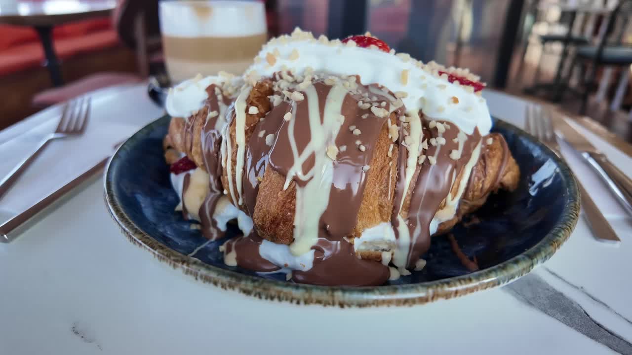 Delicious Chocolate Croissant with Strawberries