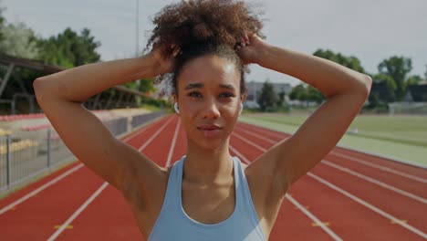 woman athlete on a running track