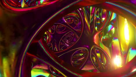 volando a través de una estructura alienígena abstracta iluminada por luces de neón. iluminación ultravioleta moderna. animación en 3d de un bucle sin costuras