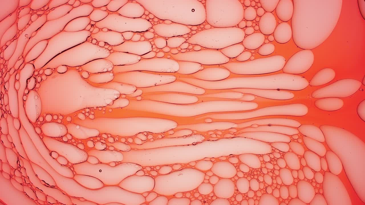 las burbujas de color rosa claro se mueven en círculos lenta y sin fin