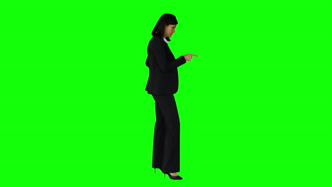 Irritated-businesswoman-on-green-screen-