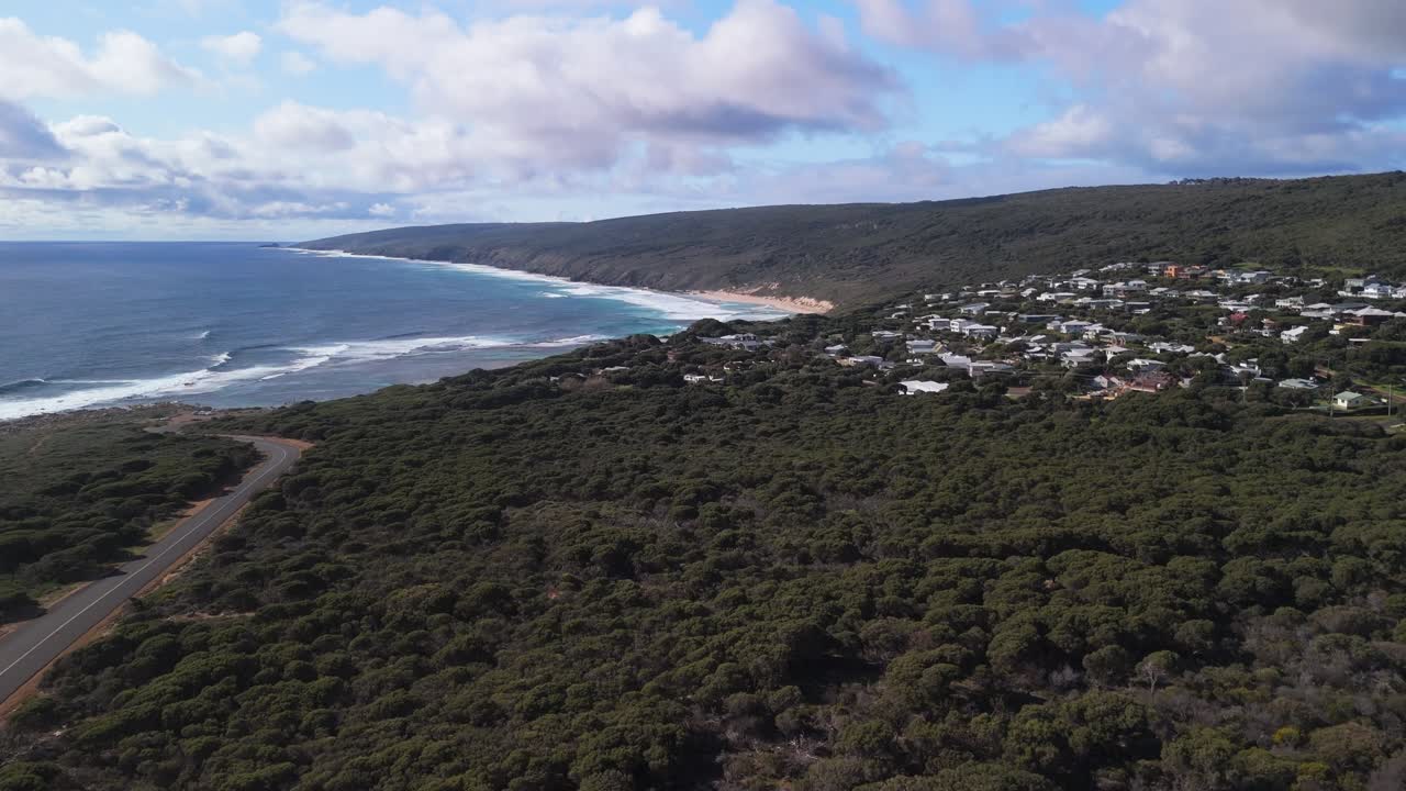 Aerial View of Coastal Houses and Road in Western Australia