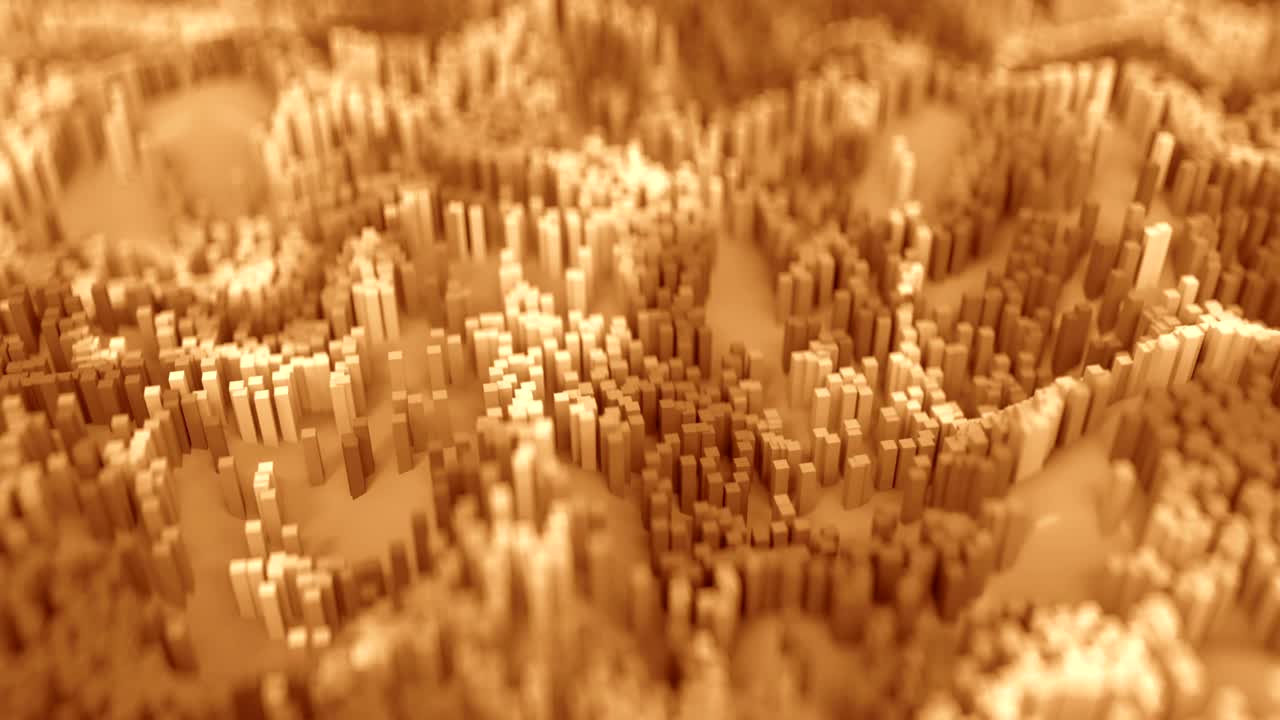 4k 색이 변하는 큐브가 파란색 표면에