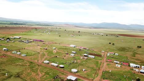 aerial over african village and landscape in the south africa eastern cape region of bilatya