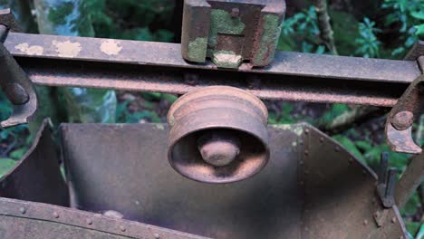 rusty old mining bucket in the blue mountains national park, new south wales, australia. - closeup shot